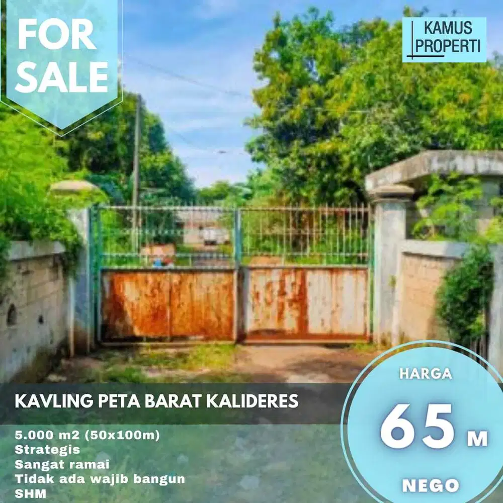 Tanah Kavling Peta Barat, Luas 5.000 m2, Hadap Jalan Raya