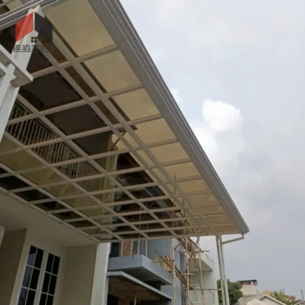 Kanopi carport teres minimalis mewah atap solarflat teraspran