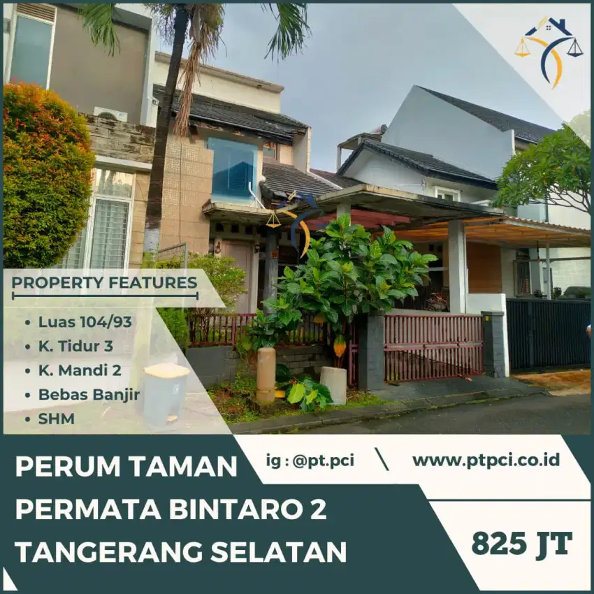 DIJUAL RUMAH DI TAMAN PERMATA BINTARO 2 TANGERANG SELATAN - VIA CESSIE