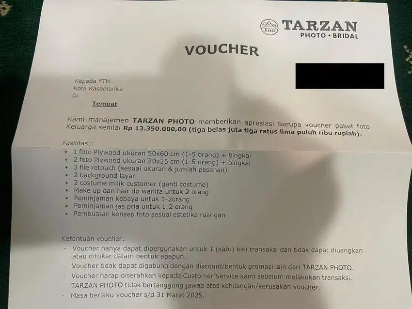 Voucher Tarzan Foto Keluarga/family