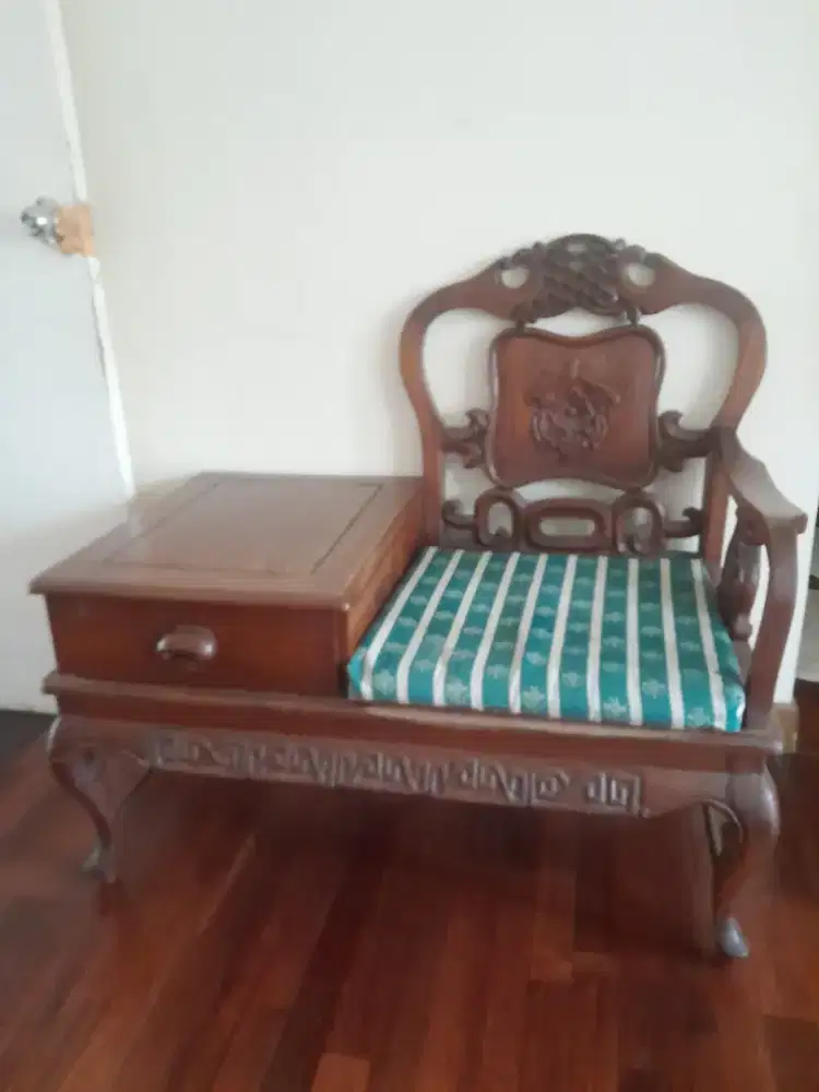 Kursi Meja Telepon Jati Antik Lawas