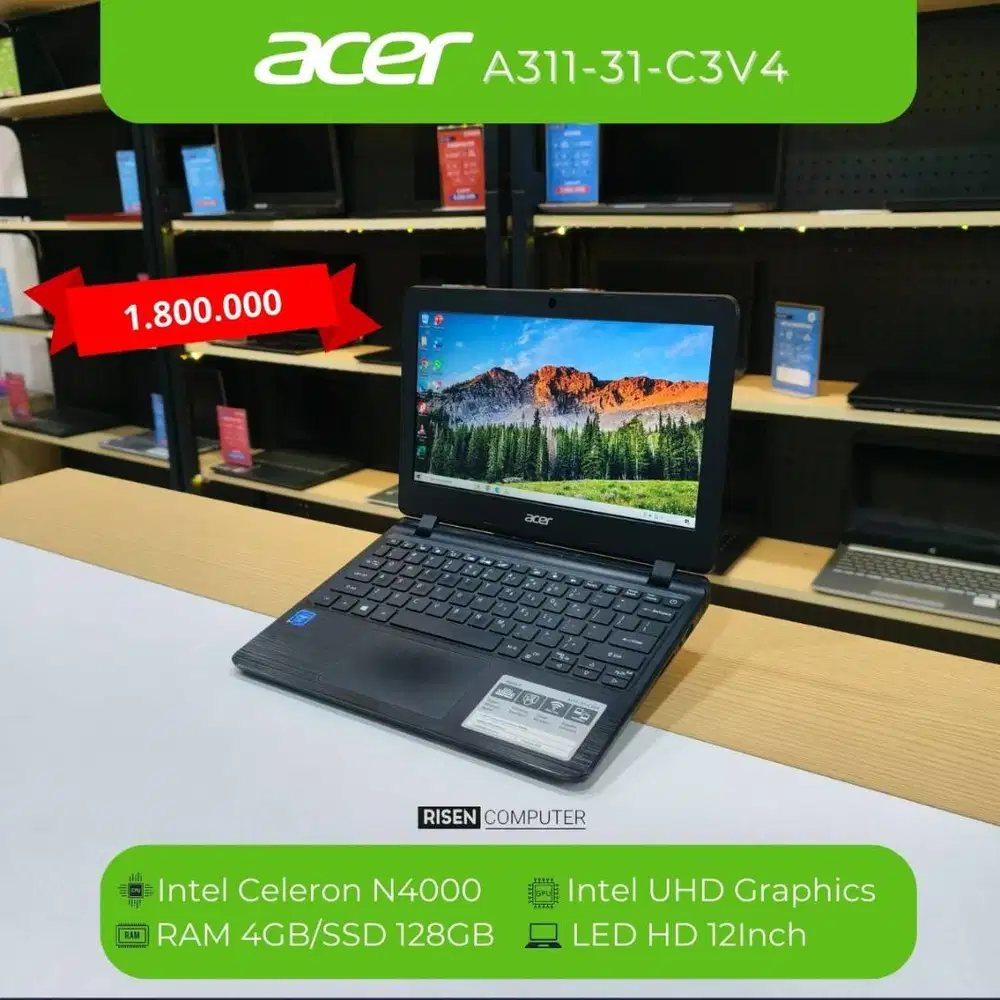 Second LAPTOP ACER A311-31-C3V4 RAM 4GB SSD 128GB 12' NOTEBOOK MURAH