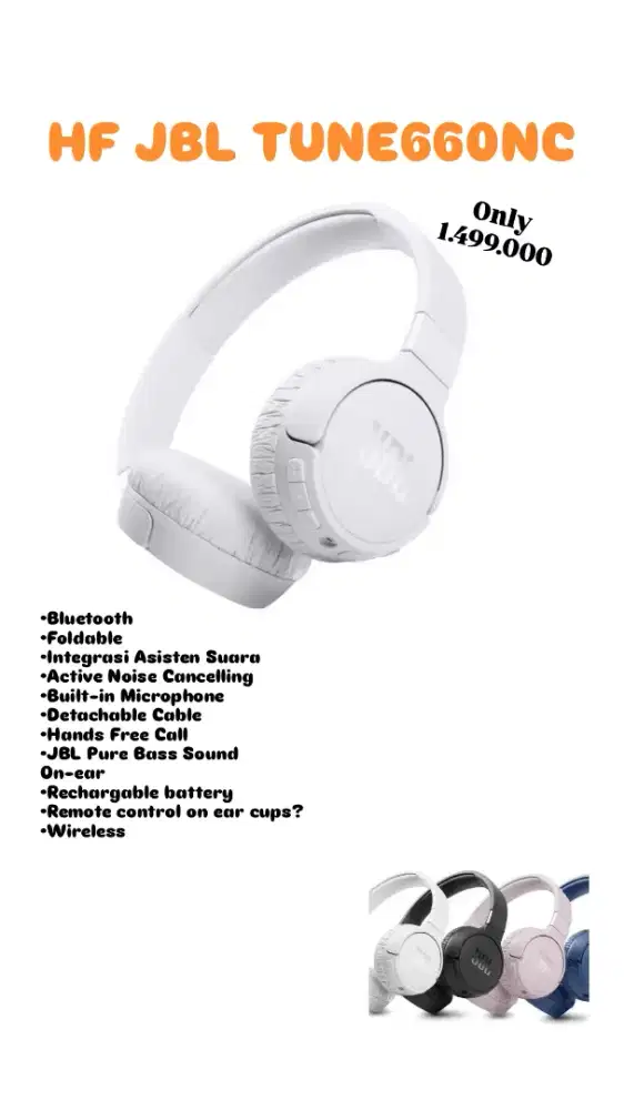 HF JBL TUNE660NC ORI 100% GARANSI RESMI PT.IMS
