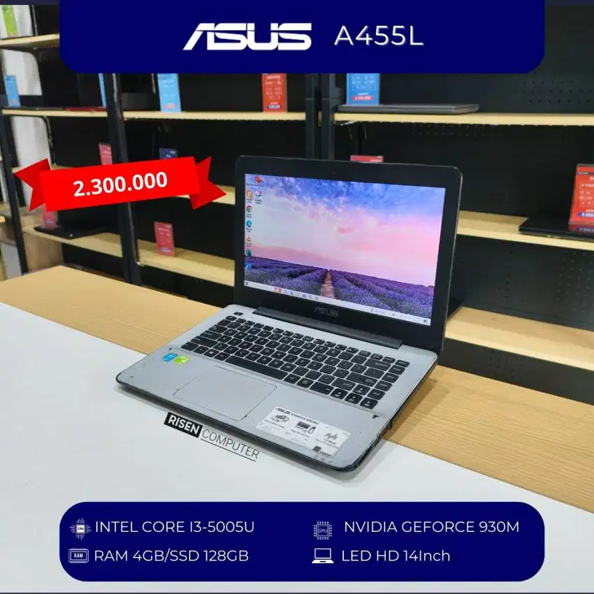 Second LAPTOP ASUS A455L RAM 4GB SSD 128GB 14' Seken Bekas