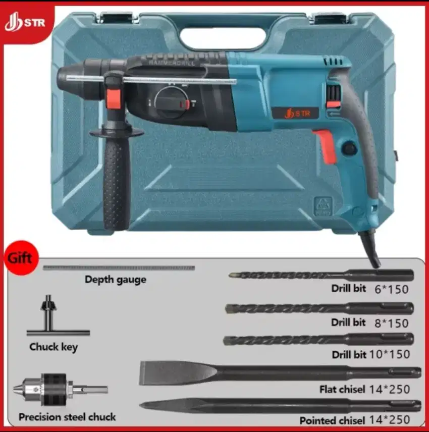 STR JIEBANG Bor Hammer 3Fungsi Impact Rotary 26mm Type F-8781