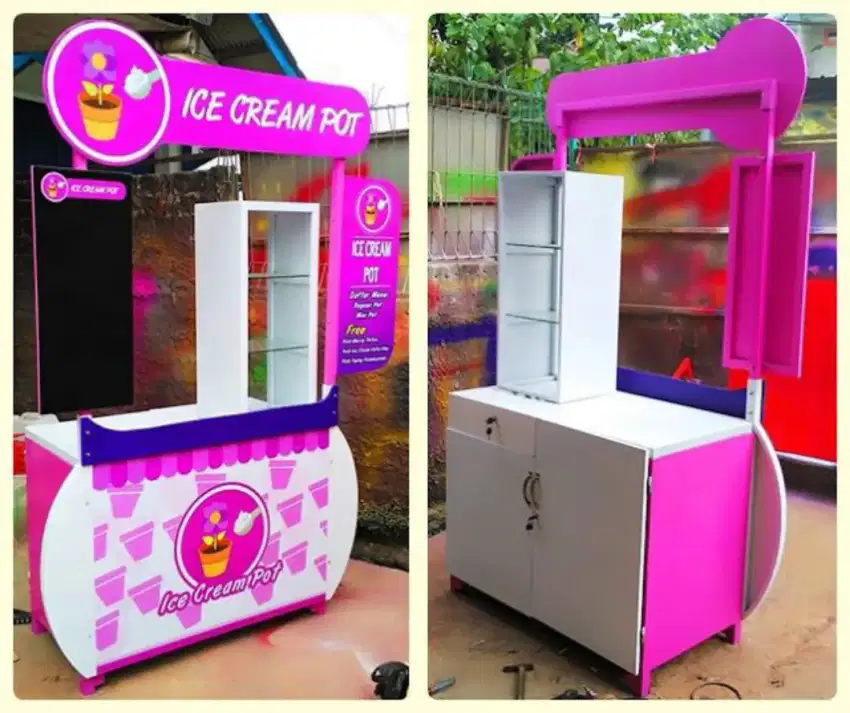 Menerima tempahan gerobak booth steling meja kursi meja bar dll