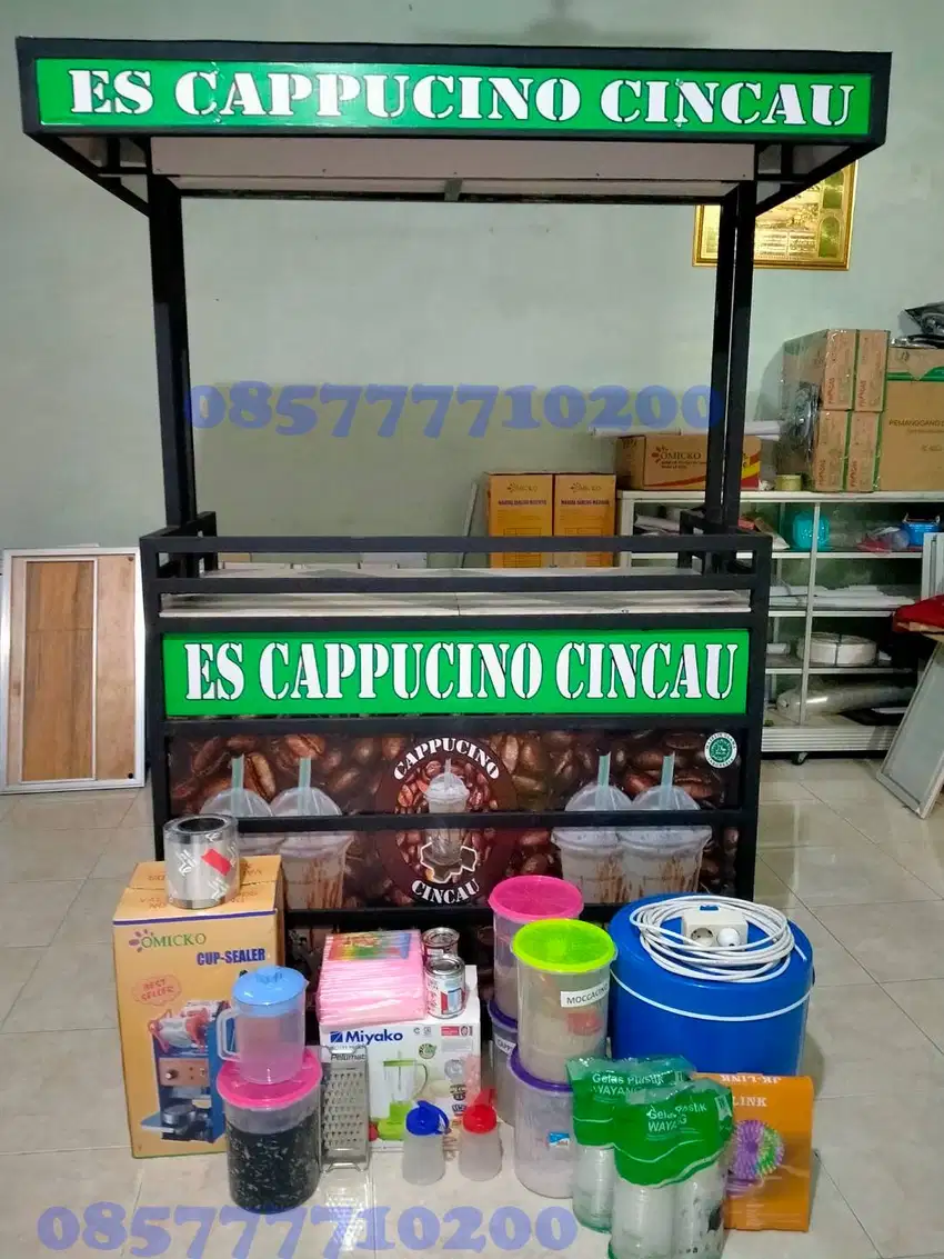 Paketan es cappucino cincau gerobak besi