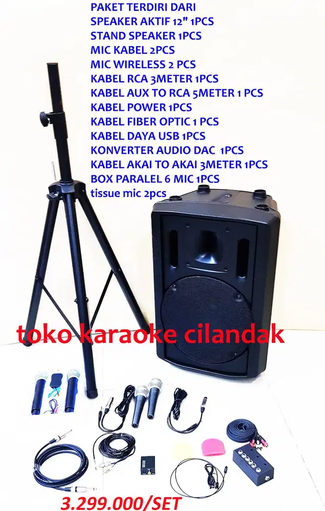 paket speaker aktif 12in lengkap