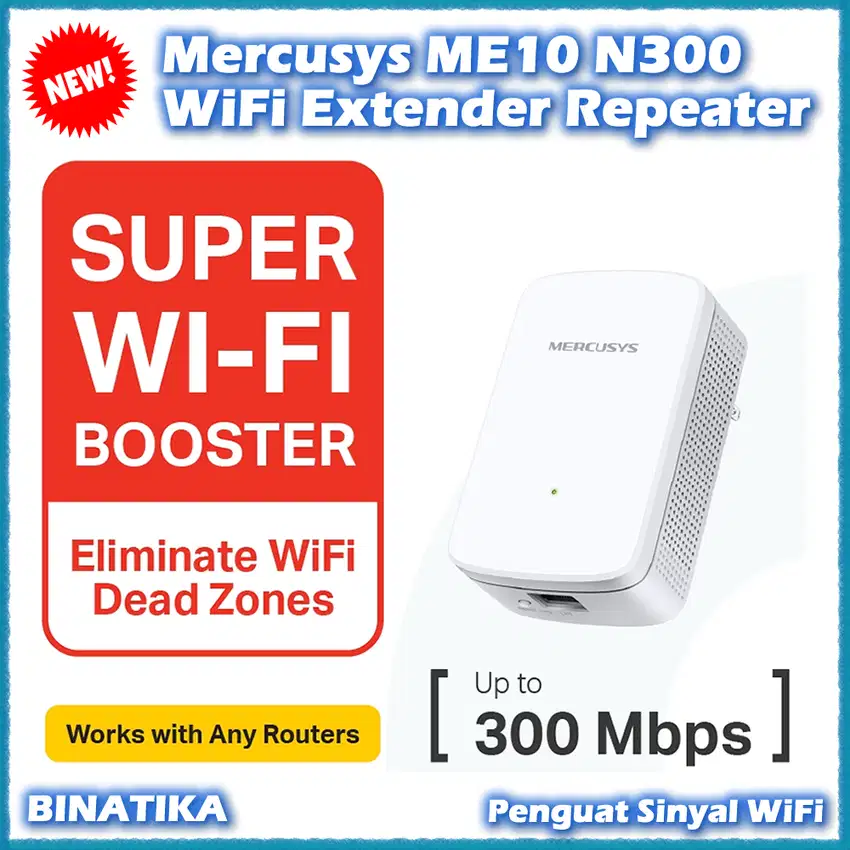 Mercusys ME10 N300 WiFi Extender Penguat Sinyal Repeater 300Mbps