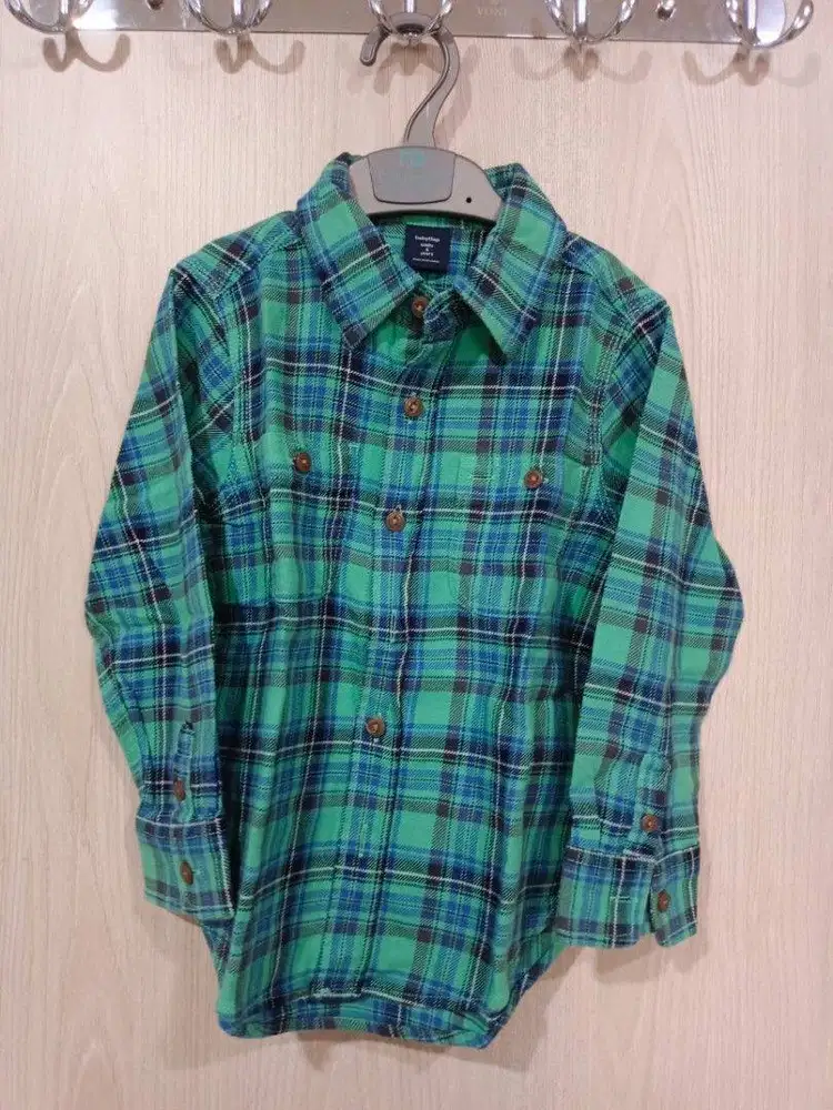 Kemeja anak laki cowok boys shirtbaby gap hijau kotak green checkered