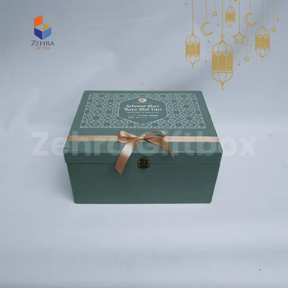 Box Hampers Kulit Sintetis HIjau Termurah Lebaran