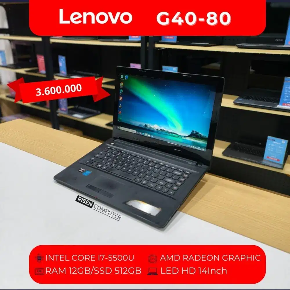 Second LAPTOP LENOVO G40-80, RAM 12GB SSD 512GB 14' Seken Bekas