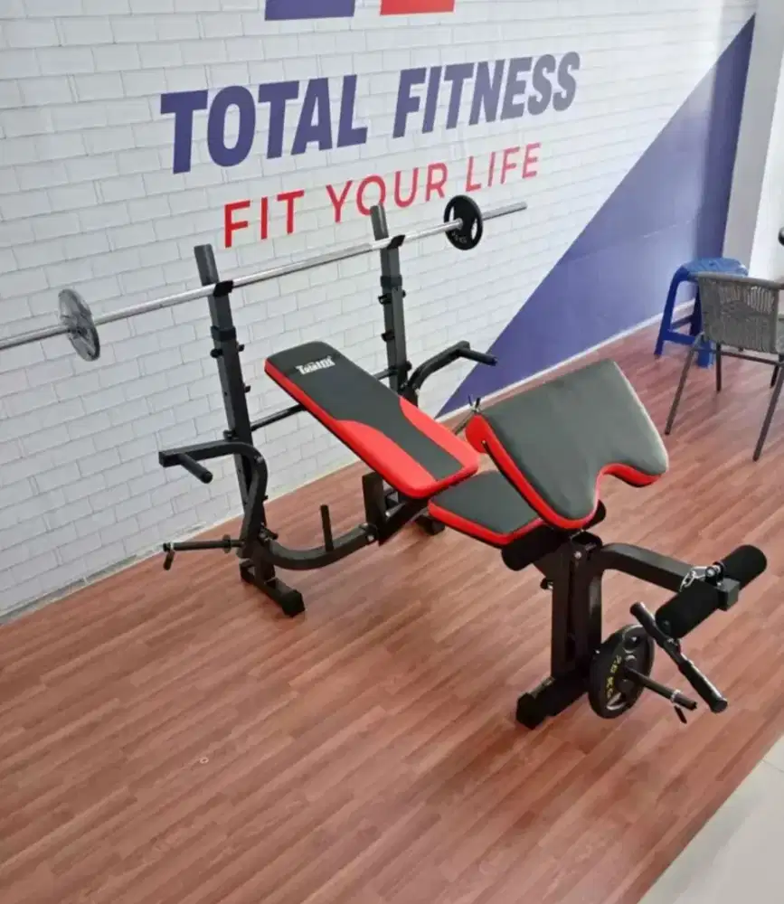 ALAT FITNESS BENCH PRESS SET LENGKAP STICK PLUS BEBAN 40 KG