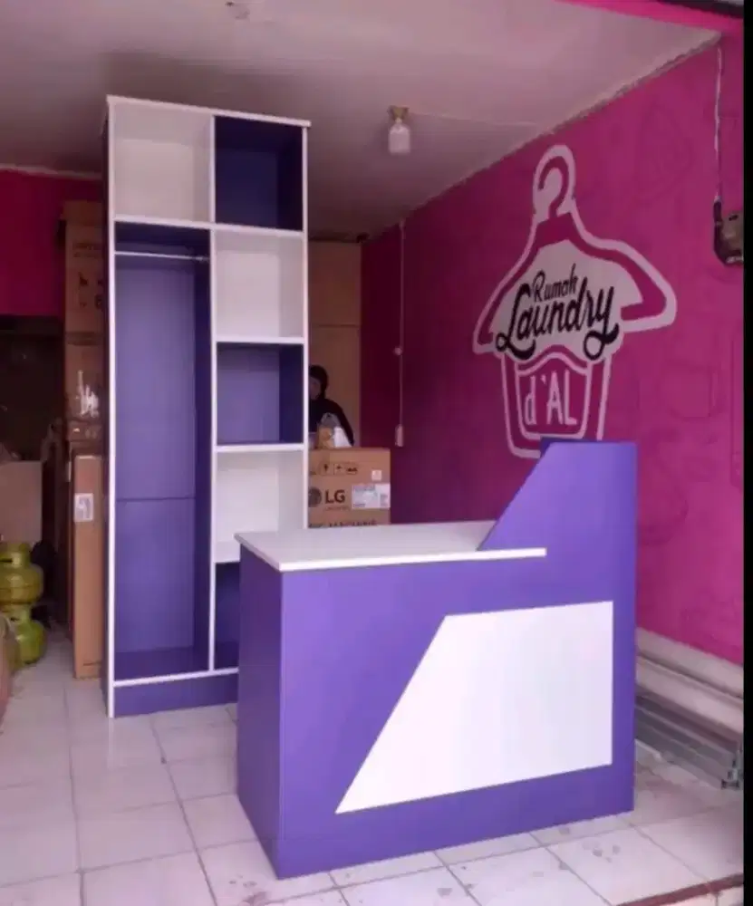 Meja rak laundry minimalis custom