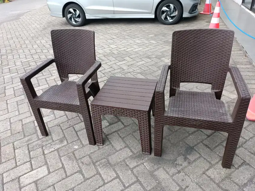 Kursi + meja teras napoly rattan