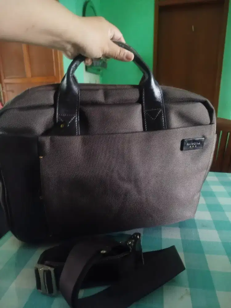 TAS KERJA PRIA SAMSONITE NILON TEBAL MIX KULIT ASLI MUAT LAPTOP  MULUS