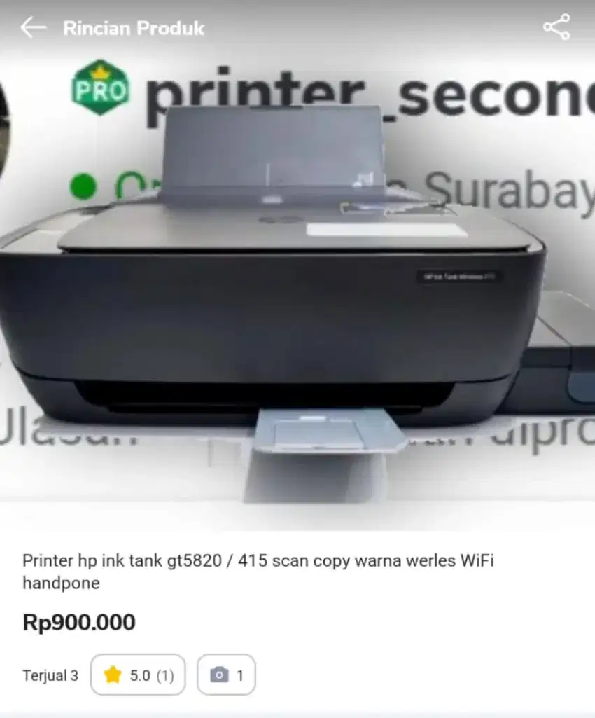Printer Hp Ink Tank 415 / Gt5820 Print Scan Copy Werls