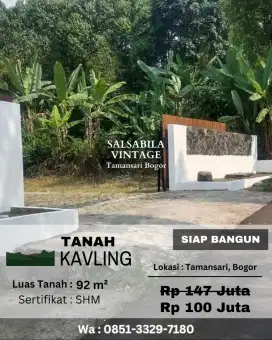 Dijual Kavling SIAP BANGUN Di Tamansari Bogor