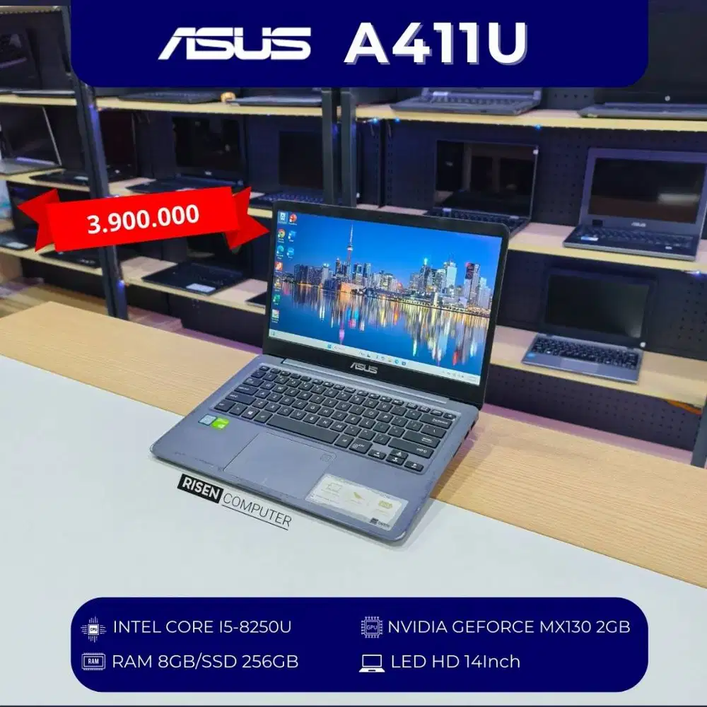 Second LAPTOP ASUS A411U RAM 8GB SSD 256GB 14' Seken Bekas