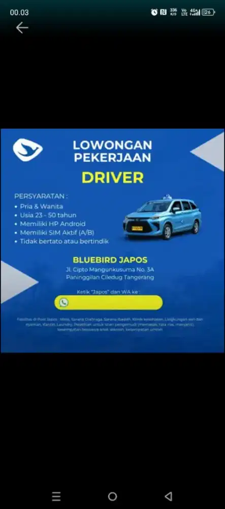 Supir operasional antar jemput