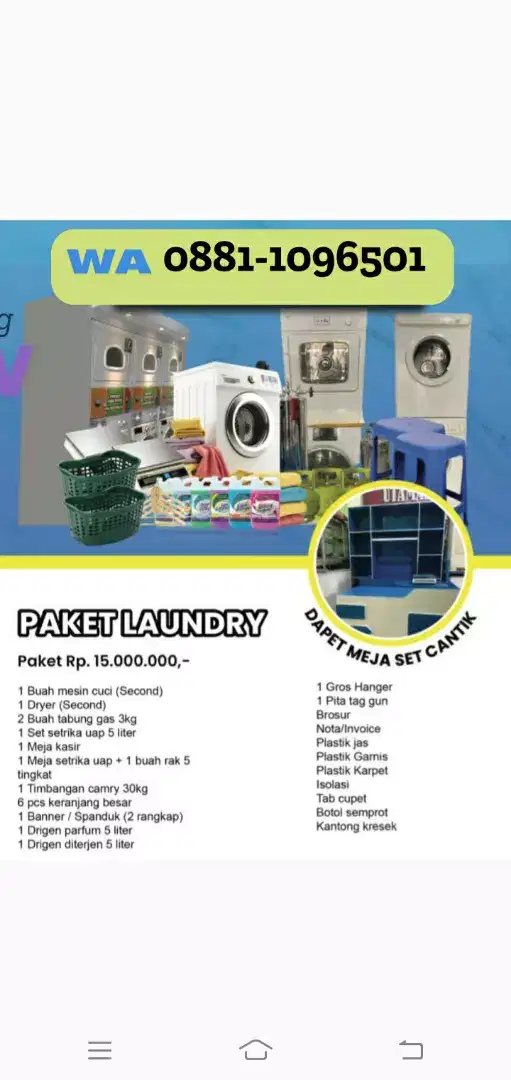 Paket Usaha Laundry Second
