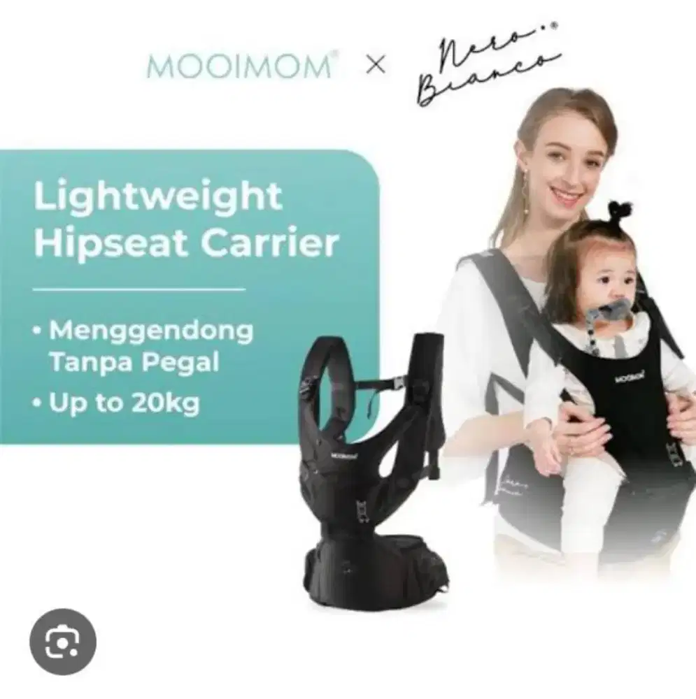 [READY STOCK] MOOIMOM X Nero Bianco Lightweight Hipseat Carrier