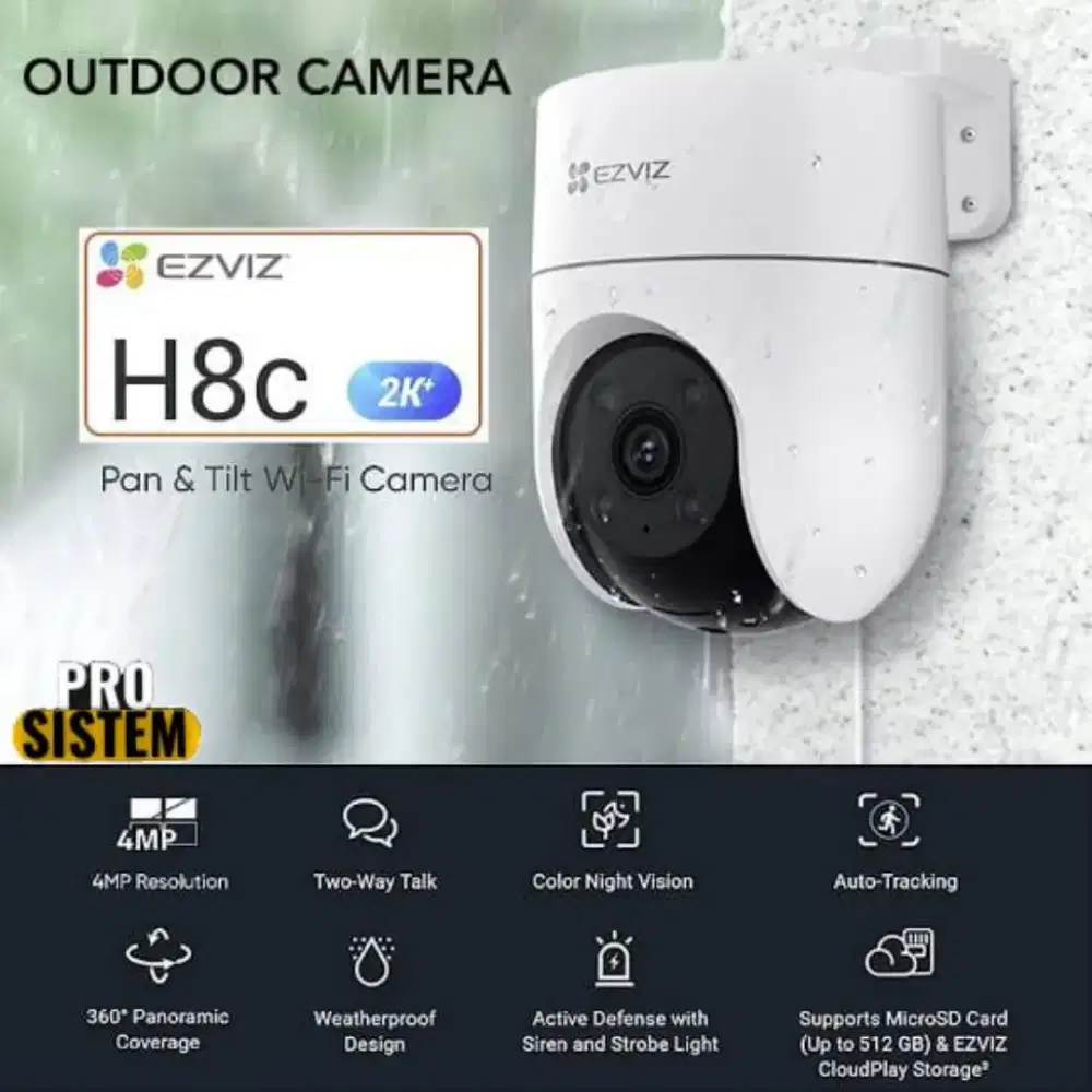 EZVIS H8C 2K SMART HOME PAN & TILT CAMERA CCTV OUTDOOR-NO SD-CARD