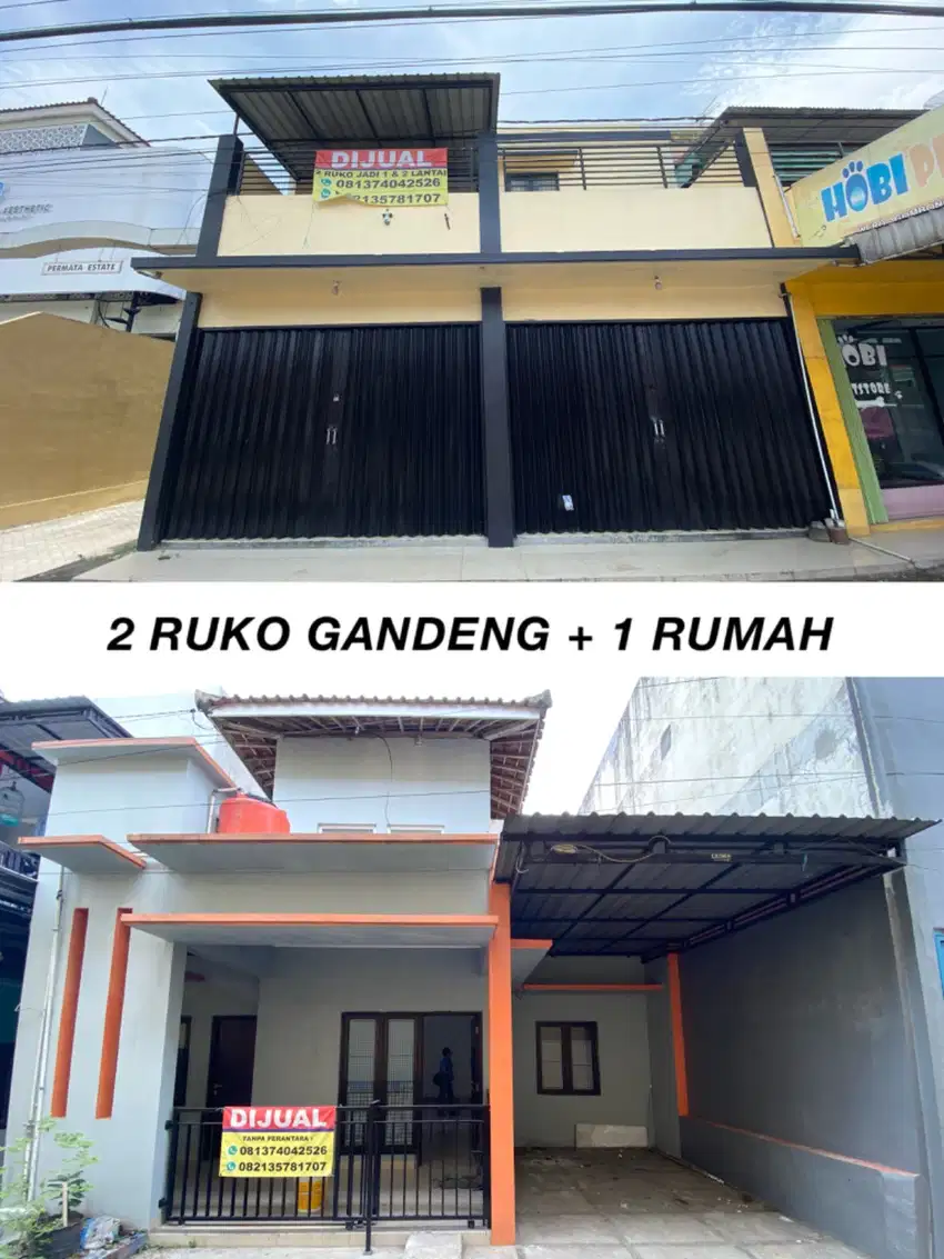 Dijual 2 Ruko Gandeng + 1 Rumah – Lokasi Strategis di Gombong