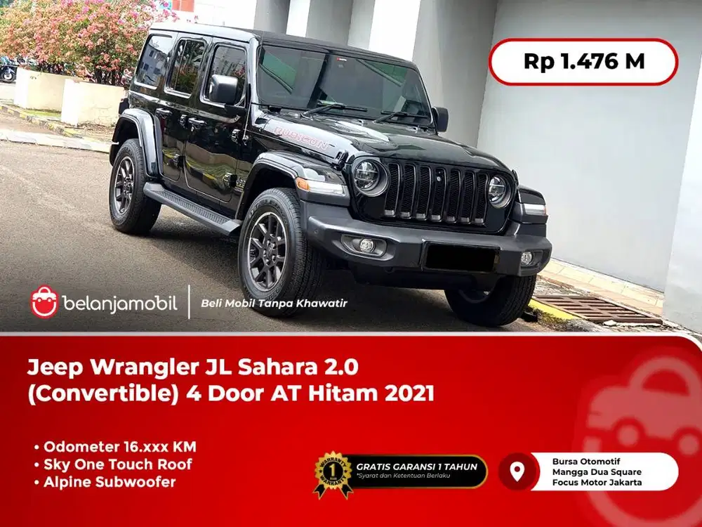 [SKY ONE TOUCH ROOF] Jeep Wrangler JL Sahara 2.0 (Convertible) AT 2021