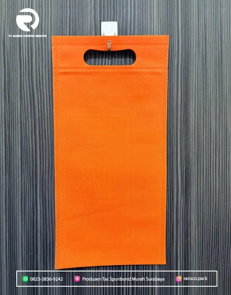 Tas Spunbond Flat Oval 17x35 | Tas Souvenir Botol Goodie Bag Spunbond