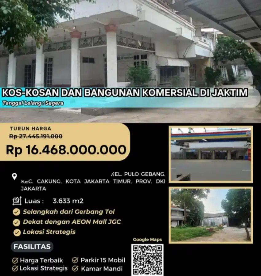 Dijual Rumah Kos dan Rumah Pulo Gebang Cakung