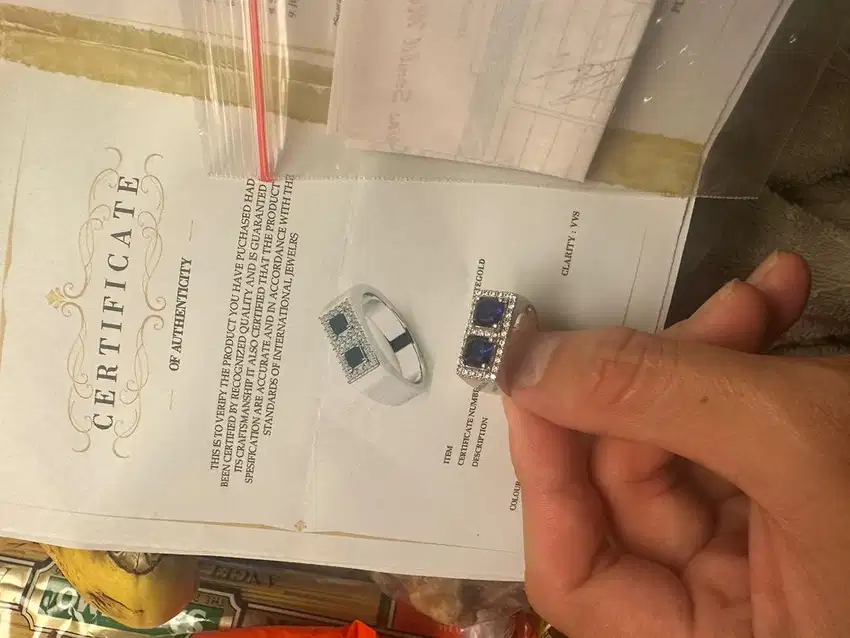 Cincin Berlian Pria emas putih batu saphire dibawah harga asli murah