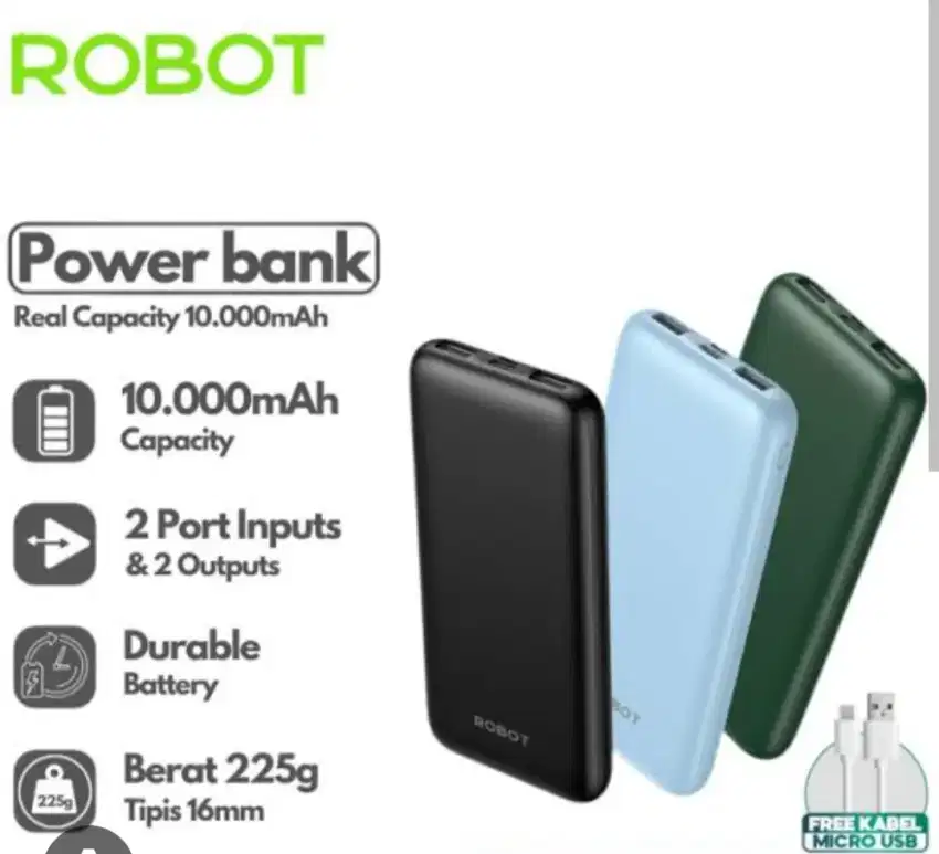 Power Bank 10000mAh robot RT12 daya Real murah meriah