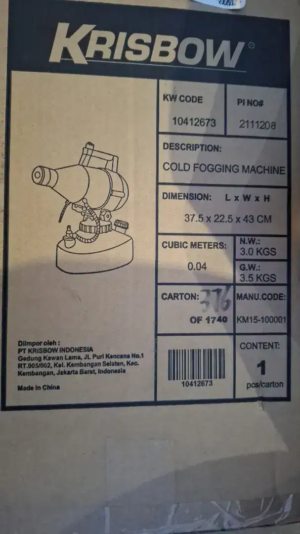 Cold Fogging Machine Krisbow
