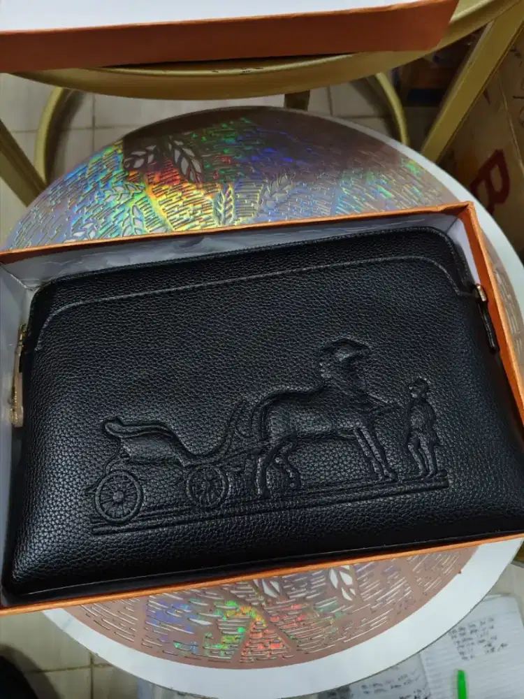 Handbag Clucth kulit Asli motif kuda jipper lock