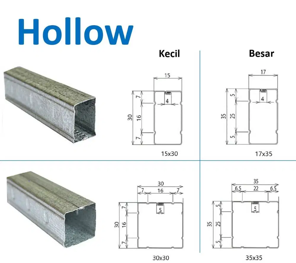 Hollow Holo Rangka Plafon Partisi Baja Ringan Galvalum Jual Surabaya