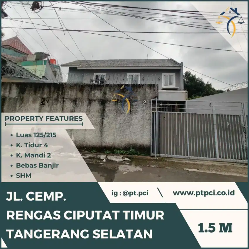 DIJUAL RUMAH DI JL. CEMP. RENGAS CIPUTAT TANGERANG SELATAN -VIA CESSIE