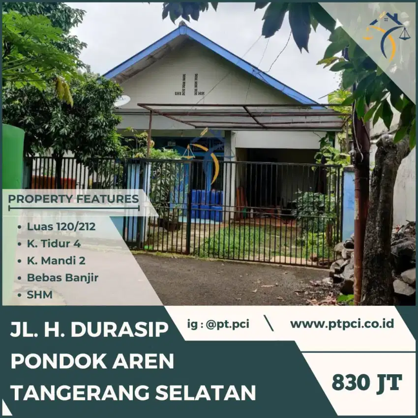 DIJUAL RUMAH DI JL. H. DURASIP PONDOK AREN - VIA CESSIE