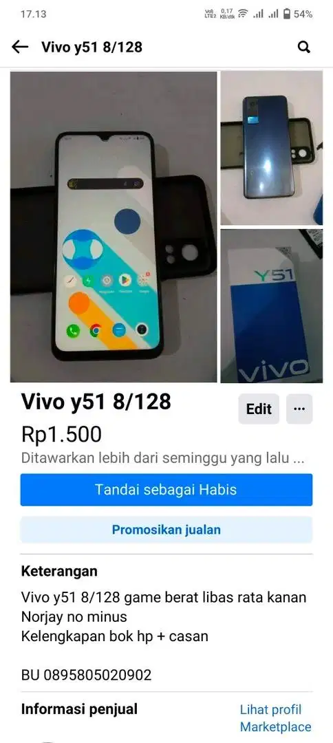 Butuh cepat VIVO y51  Ram 8/128