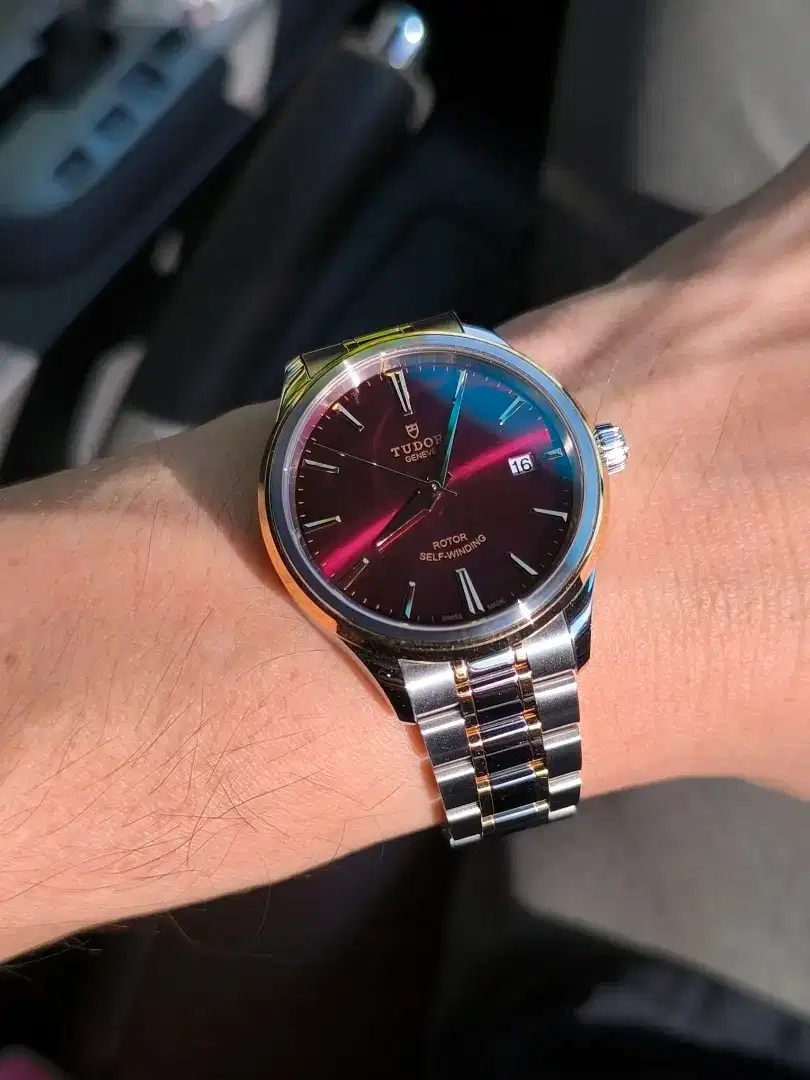 Tudor style two tone 18k burgundy dial full set