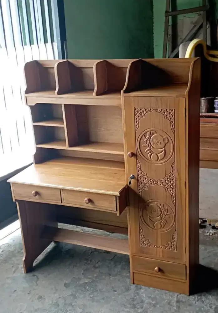 Meja Belajar Anak Kayu Jati Finishing Melamic Alusan Terlaris