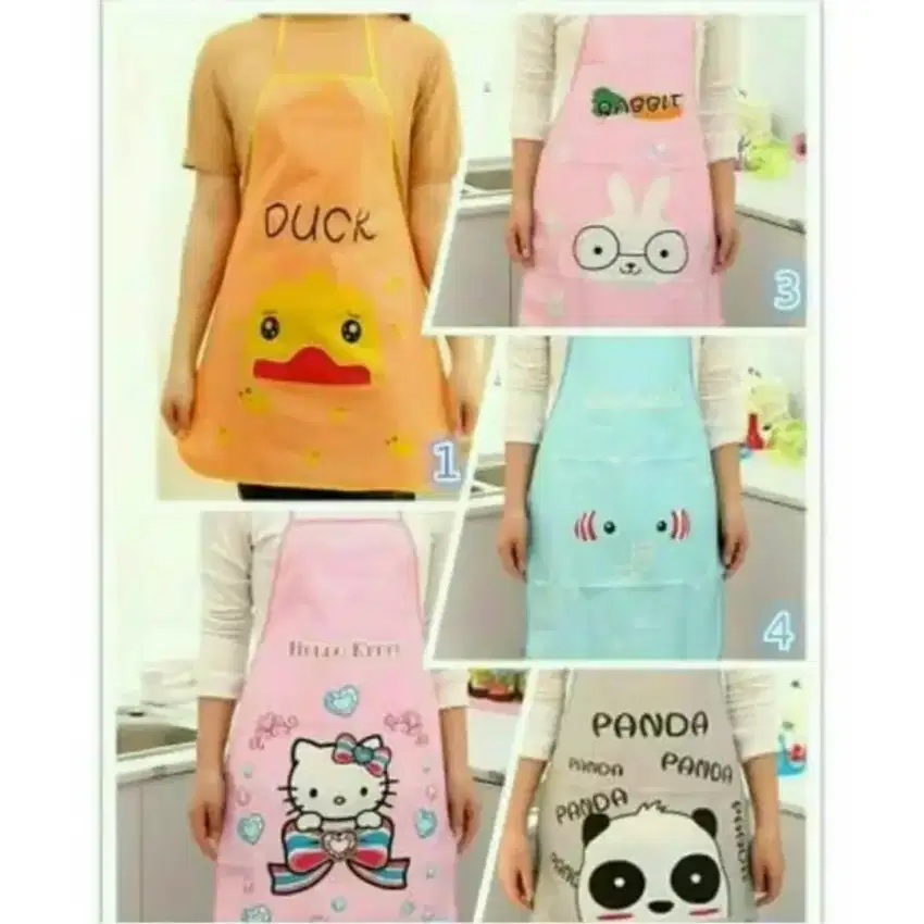 Celemek Masak Apron Anti Air Waterproof Karakter Hewan Lucu