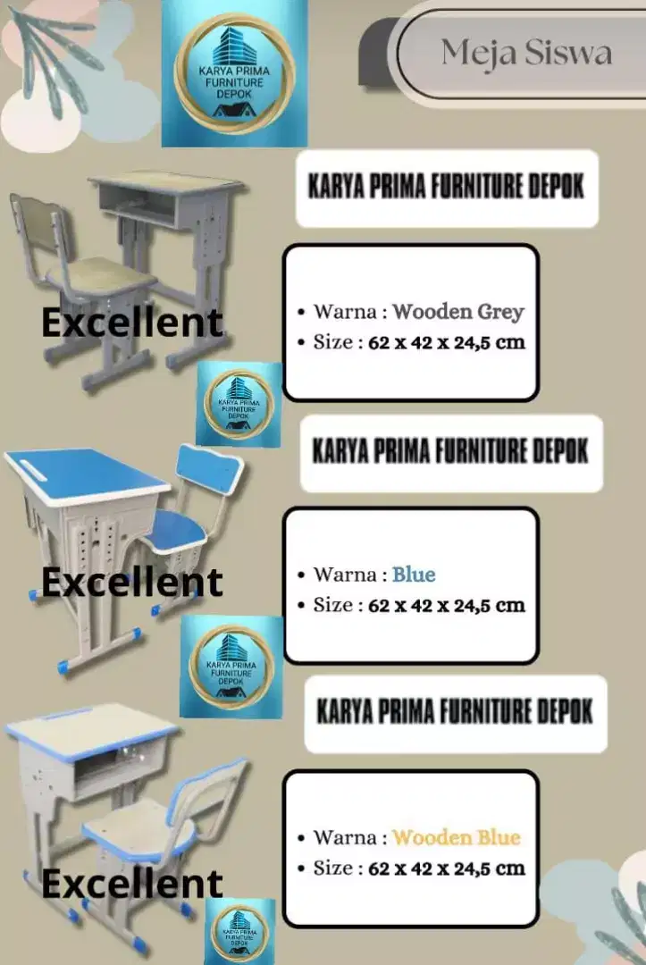 Kursi Belajar Sekolah + Meja Belajar spesial 680rb free ongkir pasang