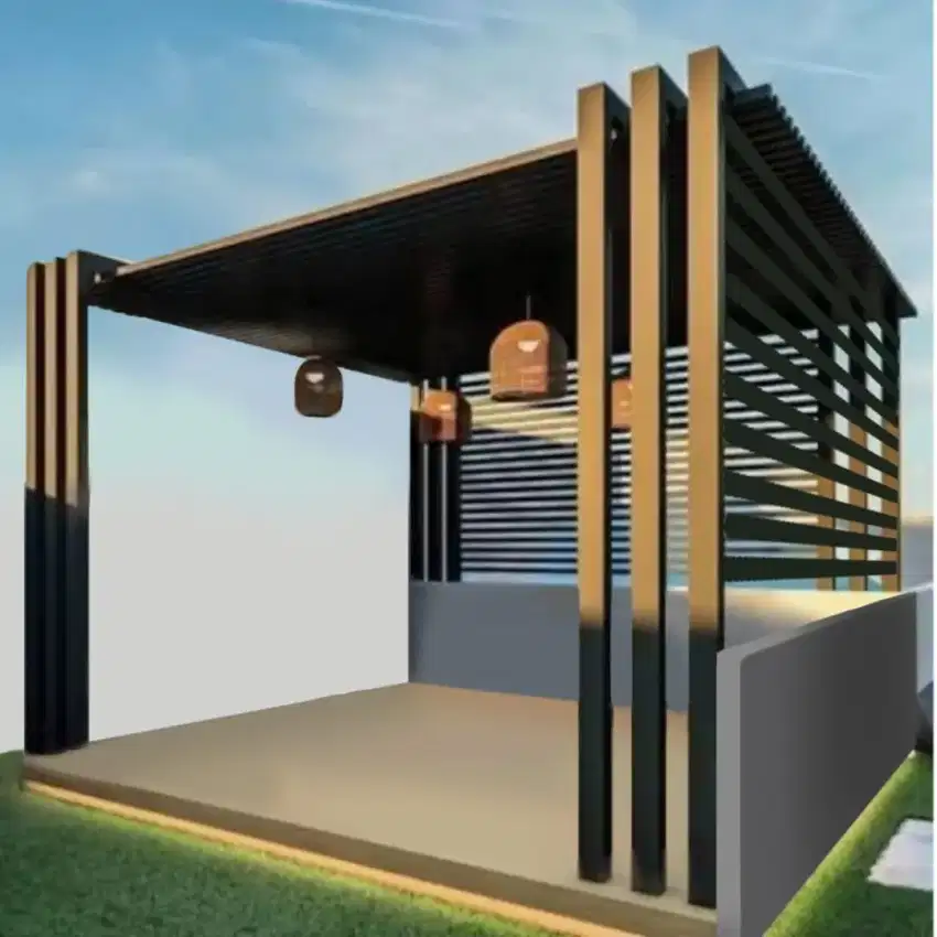 Gazebo besi atap transparan