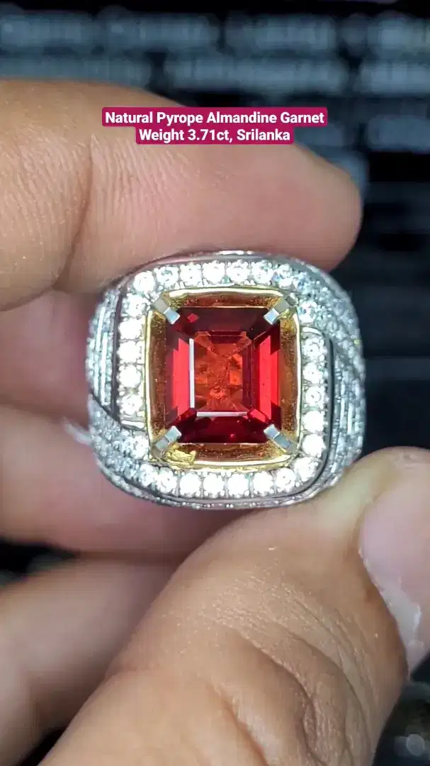 Cincin Permata Pyrope Almandine Garnet