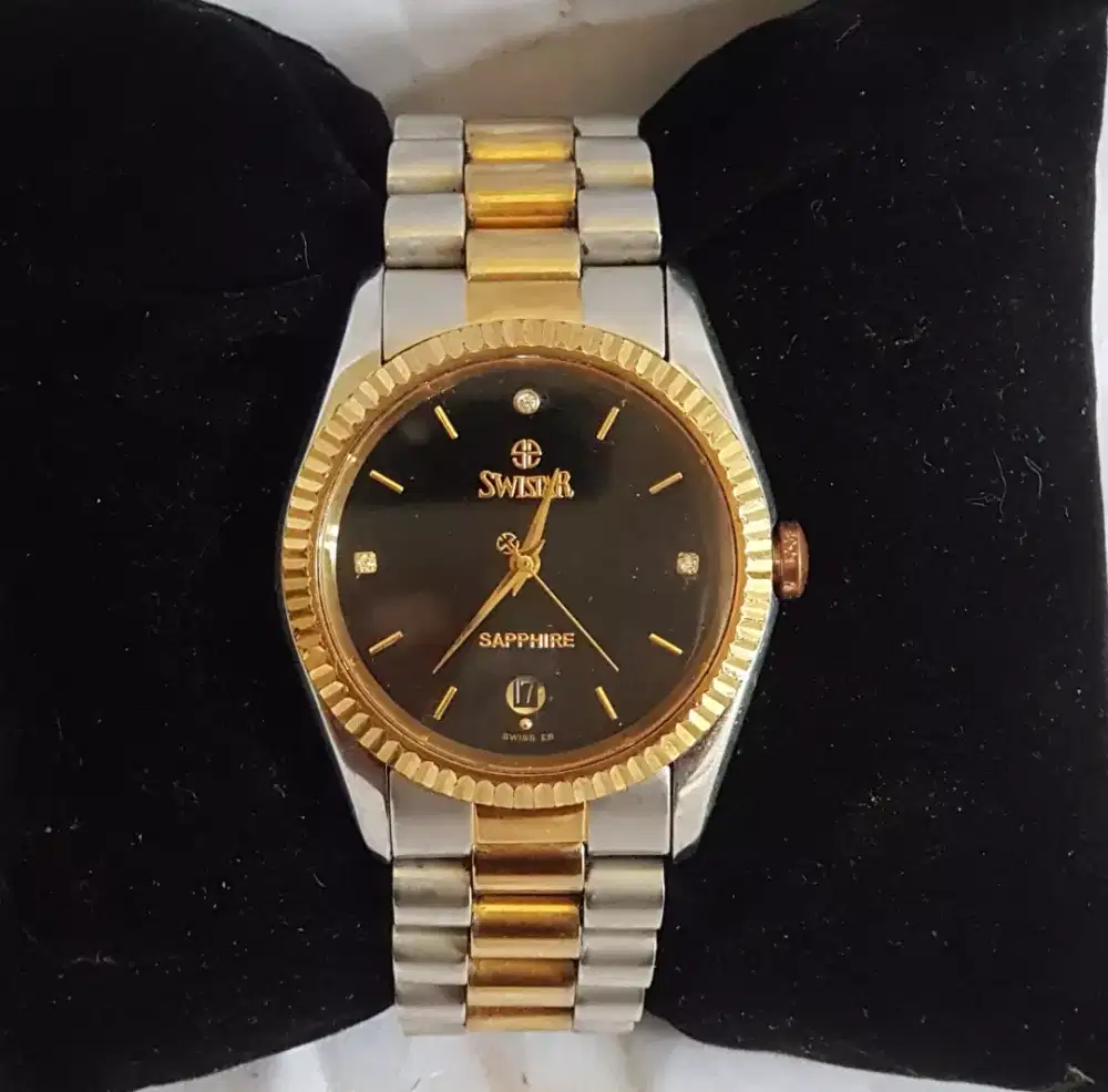 Swistar President Swiss made 23 K gold sapphire