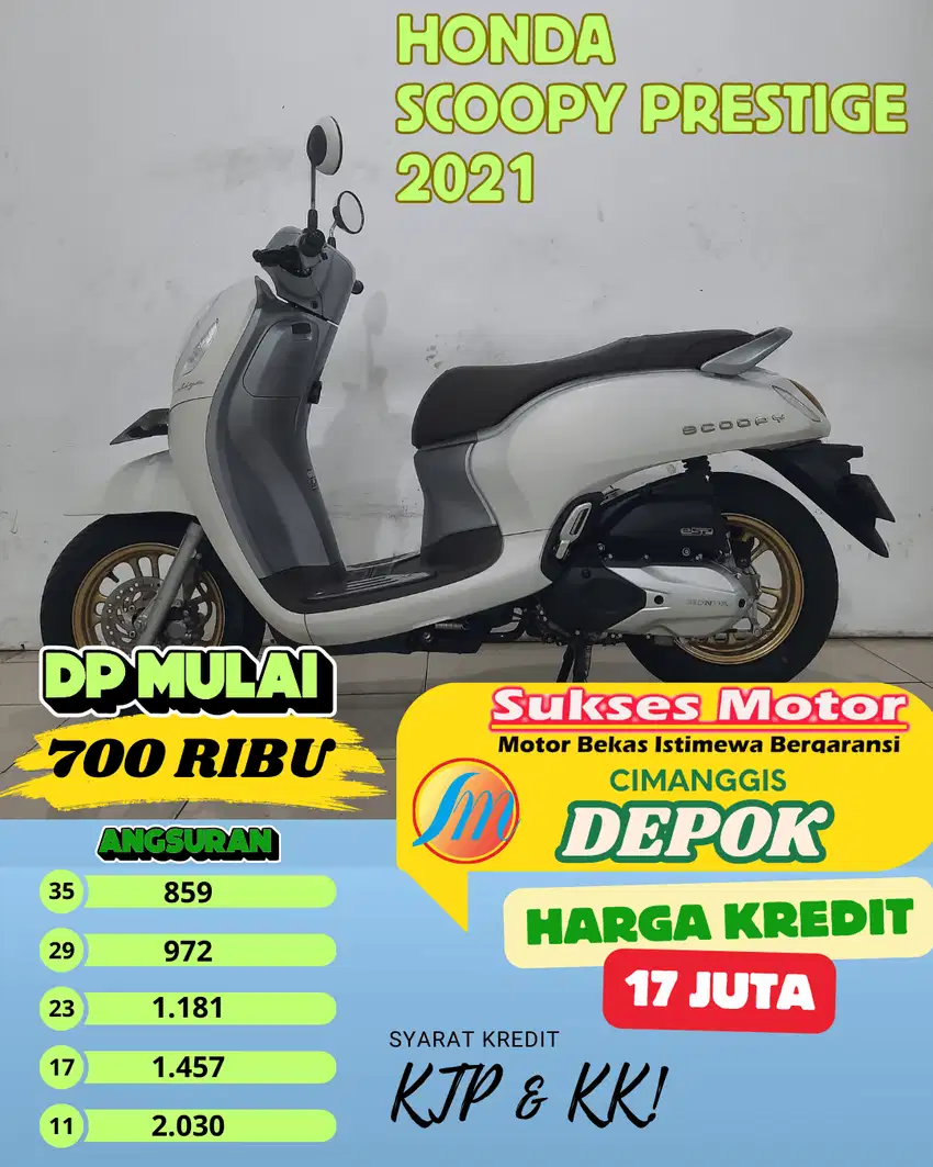 HONDA SCOOPY PRESTIGE TAHUN 2021 promo dp 700 ribu syarat ktp kk