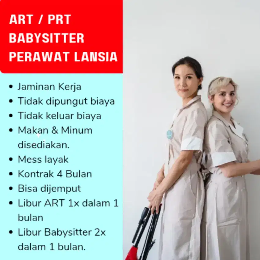 Dibutuhkan banyak PRT ART Babysitter Perawat Lansia