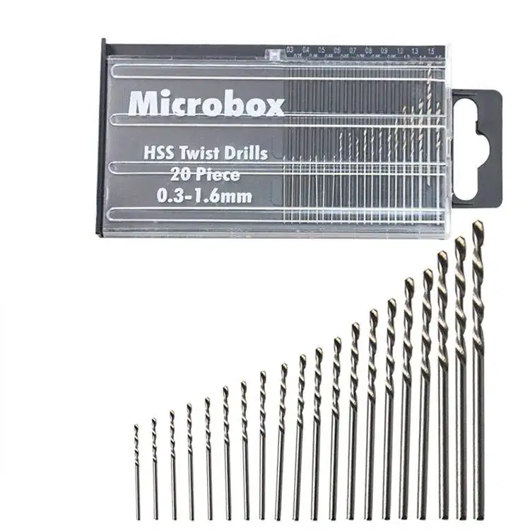 Microbox Mata Bor Drill HSS Twist Drill Bit 0.3-1.6mm 20PCS