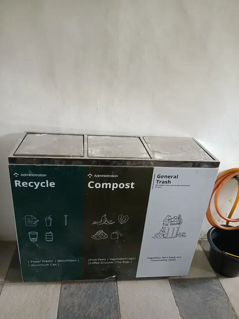 Tempat sampah kotak stainless Steel 3 in 1